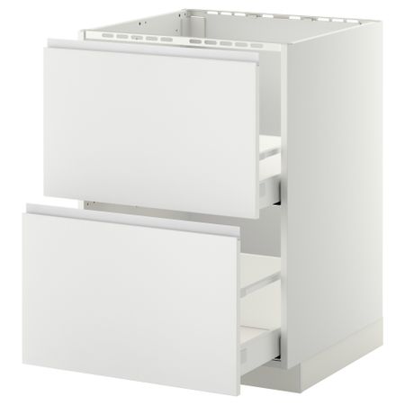 Напольный шкаф под мойку + 2 фронтальных панели, 2 ящика МЕТОД / МАКСИМЕРА, белый, Нодста белый