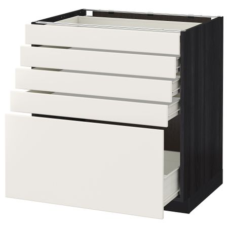 Напольный шкаф с 5 ящиками МЕТОД / ФОРВАРА, черный, Веддинге белый