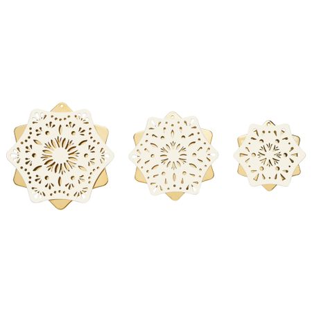 Светодиодное украшение на стол, 3 шт. СТРОЛА, белый, золотой с батарейным питанием