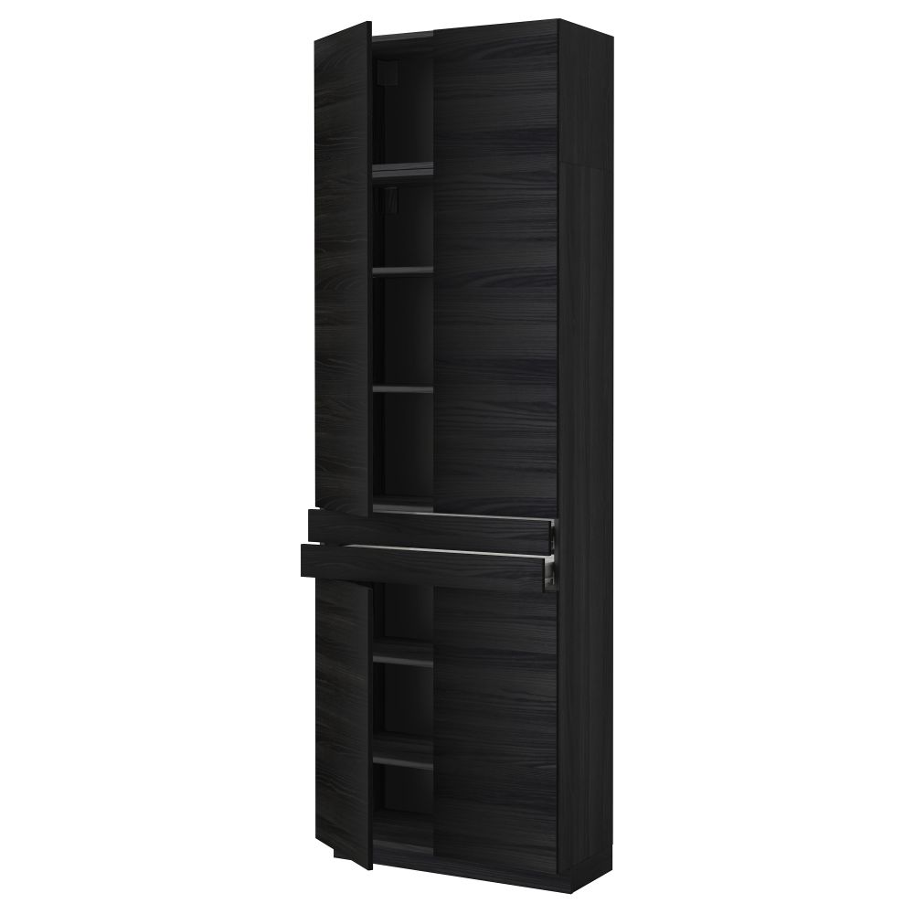 Высокий шкаф + полки, 2 ящика, 4 дверцы МЕТОД / ФОРВАРА, черный, Тингсрид черный (80x37x240 см) - фото 1