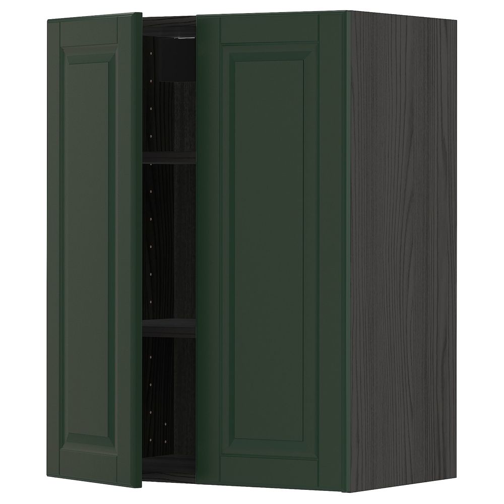 Навесной шкаф с полками/2дверцы, черный/Будбин темно-зеленый 60x80 см IKEA МЕТОД 793.132.58 - схема-чертеж с размерами