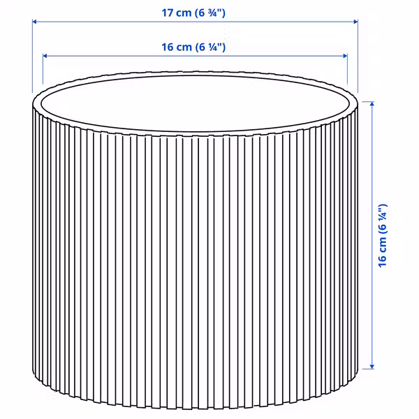 DAKSJUS ДАКСЬЮС Горшок цветочный - светло-зеленый 15 см - схема-чертеж с размерами