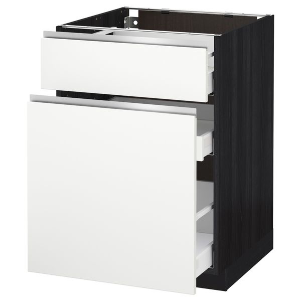 Напольный шкаф, выдвижной секцией, ящик МЕТОД / МАКСИМЕРА, черный, Нодста белый - схема-чертеж с размерами