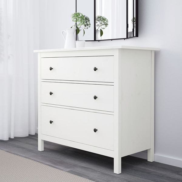 HEMNES Комод с 3 ящиками - белая морилка 108x96 см - фото 2