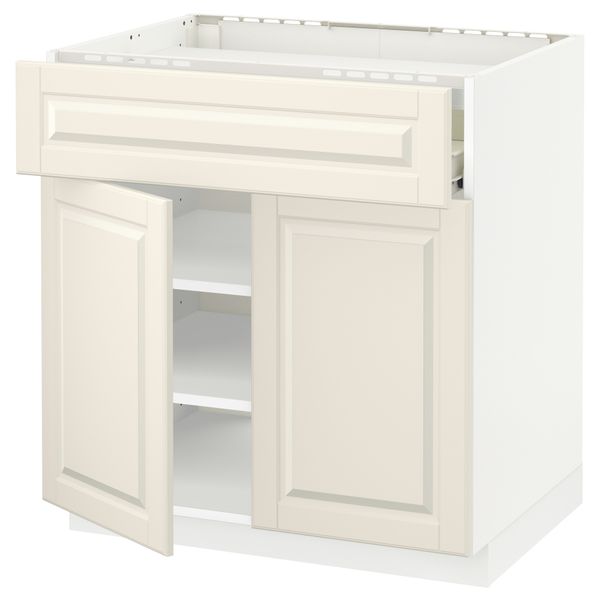Напольный шкаф для варочной панели, ящик, полка, 2 дверцы МЕТОД / ФОРВАРА, белый, Будбин белый с оттенком (80x60 см) - схема-чертеж с размерами