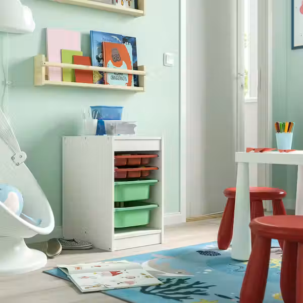 TROFAST Комбинация с контейнерами/лотками - белый красный/светло-зеленый 34x44x56 см - фото 2