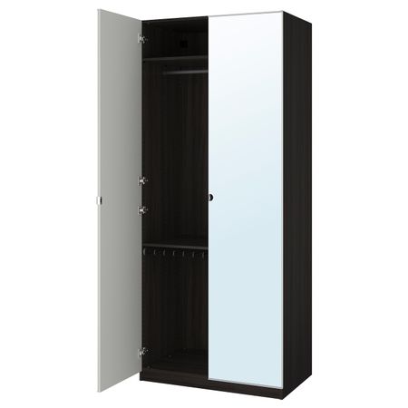 Гардероб, черно-коричневый, Викедаль зеркальное стекло, 100x60x236 см IKEA ПАКС 291.277.82