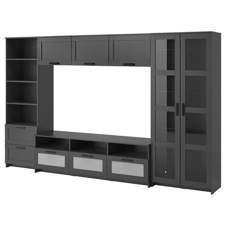 Шкаф для ТВ, комбинация, черный 320x41x190 см IKEA BRIMNES БРИМНЭС 993.967.14
