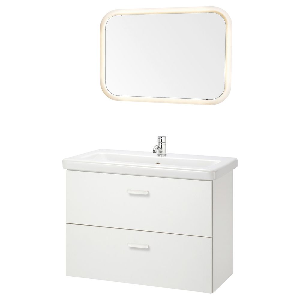 Комплект мебели для ванной, 6 предм., белый/ПИЛКОН смеситель 84x43x65 см IKEA FISKÅN ФИСКОН / TVÄLLEN ТВЭЛЛЕН 794.308.94 - фото 1