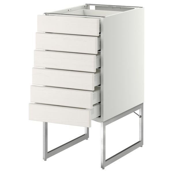 Напольный шкаф 6 фронтальных панелей, 6 нижних ящиков МЕТОД / МАКСИМЕРА, белый, Лаксарби белый - схема-чертеж с размерами
