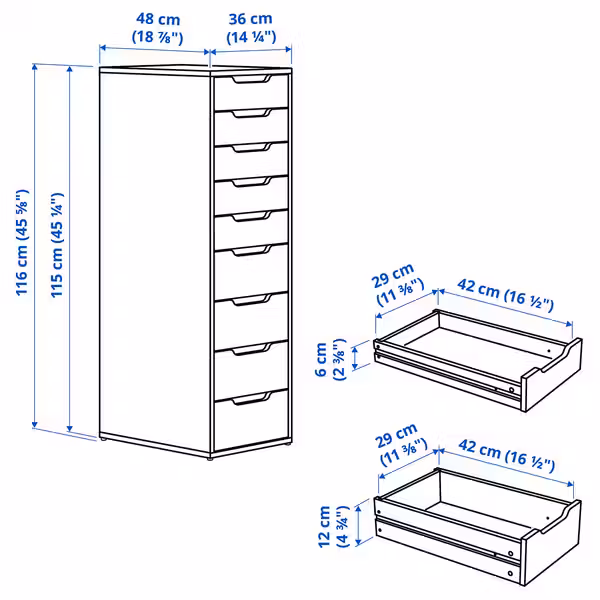 ALEX Секция с 9 ящиками - белый 36x116 см - фото 3