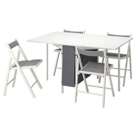 Стол и 4 стула, белый, светло-серый/Книса белый, светло-серый 89x98 см IKEA KALLHÄLL КАЛЛХЭЛЛ / TERJE ТЕРЬЕ 794.281.79