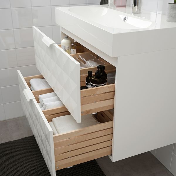 Шкаф для раковины с 2 ящ, Решён белый, БРОГРУНД смеситель 80x48x68 см IKEA ГОДМОРГОН / БРОВИКЕН 492.923.99 - схема-чертеж с размерами