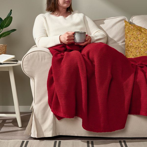Плед, 130x170 см, темно-красный IKEA HUMLEMOTT 905.620.34 - схема-чертеж с размерами