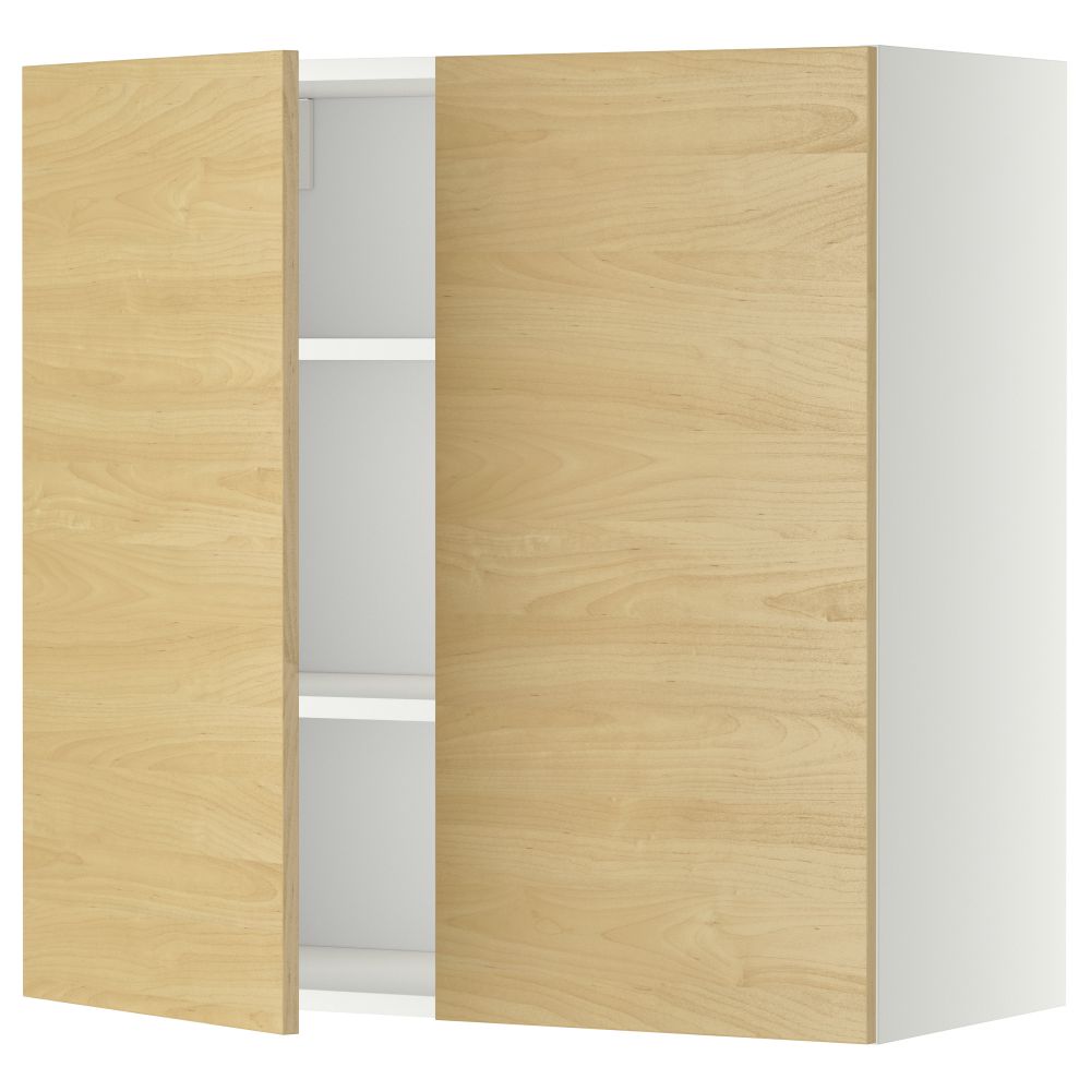 Навесной шкаф с полками, 2 дверцы МЕТОД, белый, Тингсрид береза - схема-чертеж с размерами