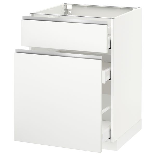 Напольный шкаф, выдвижной секцией, ящик МЕТОД / МАКСИМЕРА, белый, Нодста белый - схема-чертеж с размерами