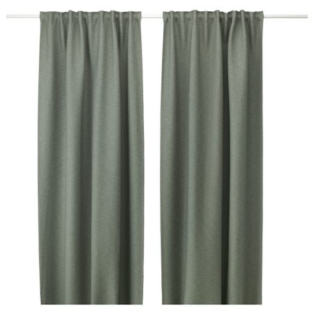 Гардины, 1 пара ВИЛБОРГ, зеленый (145x300 см)