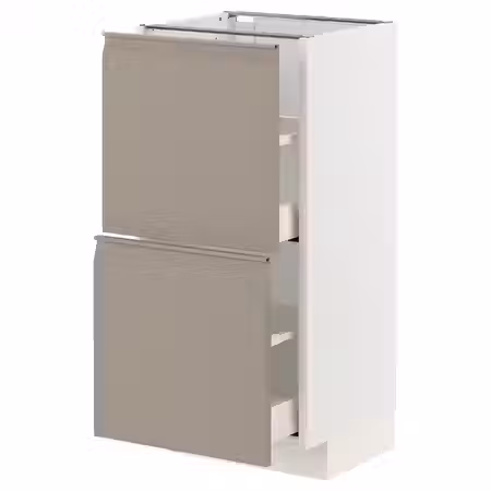 METOD / MAXIMERA Напольный шкаф с 2 ящиками - белый/Upplöv матовый темно-бежевый 40x37 см