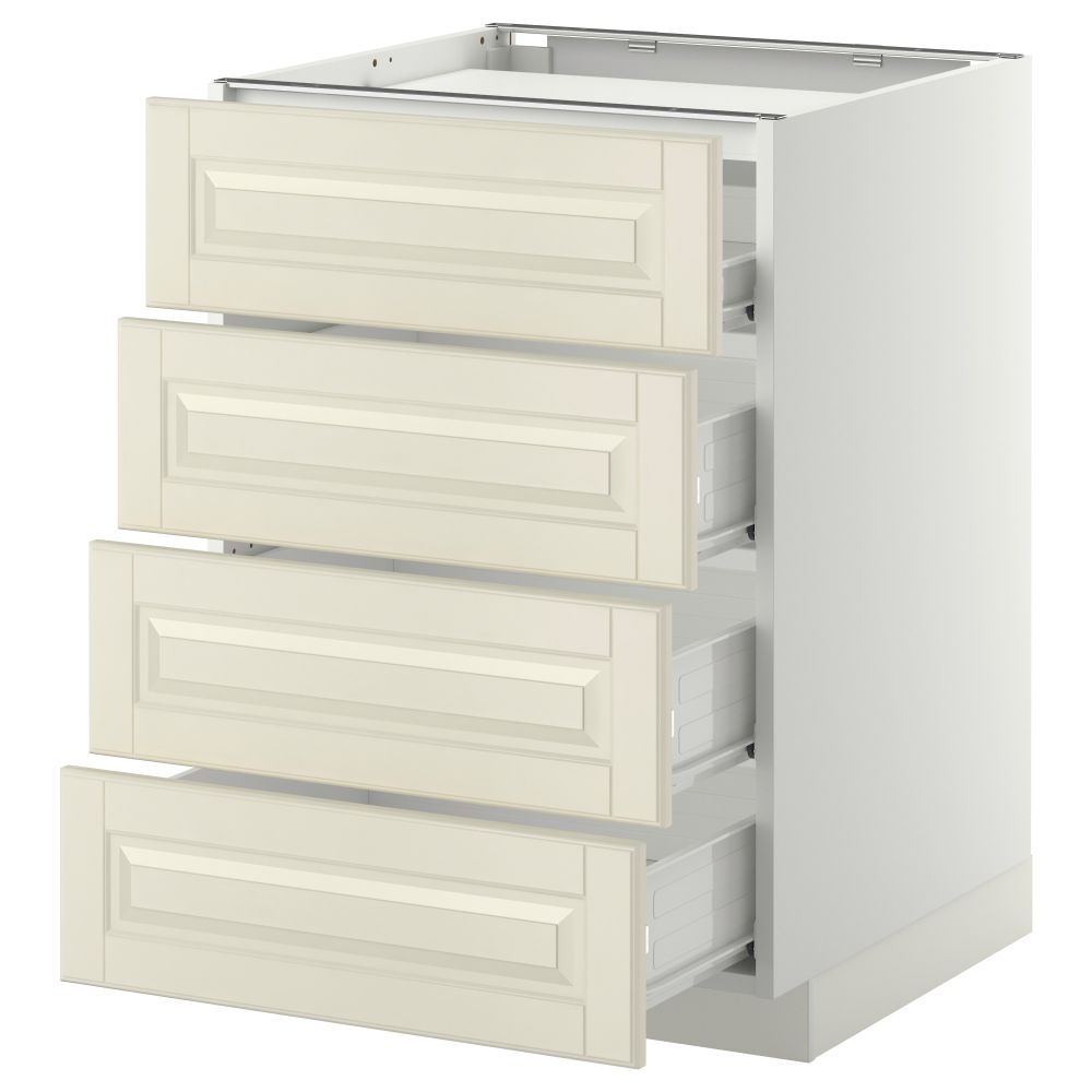 Напольный шкаф, 4 фронтальных панели, 4 ящика МЕТОД / ФОРВАРА, белый, Будбин белый с оттенком - фото 1