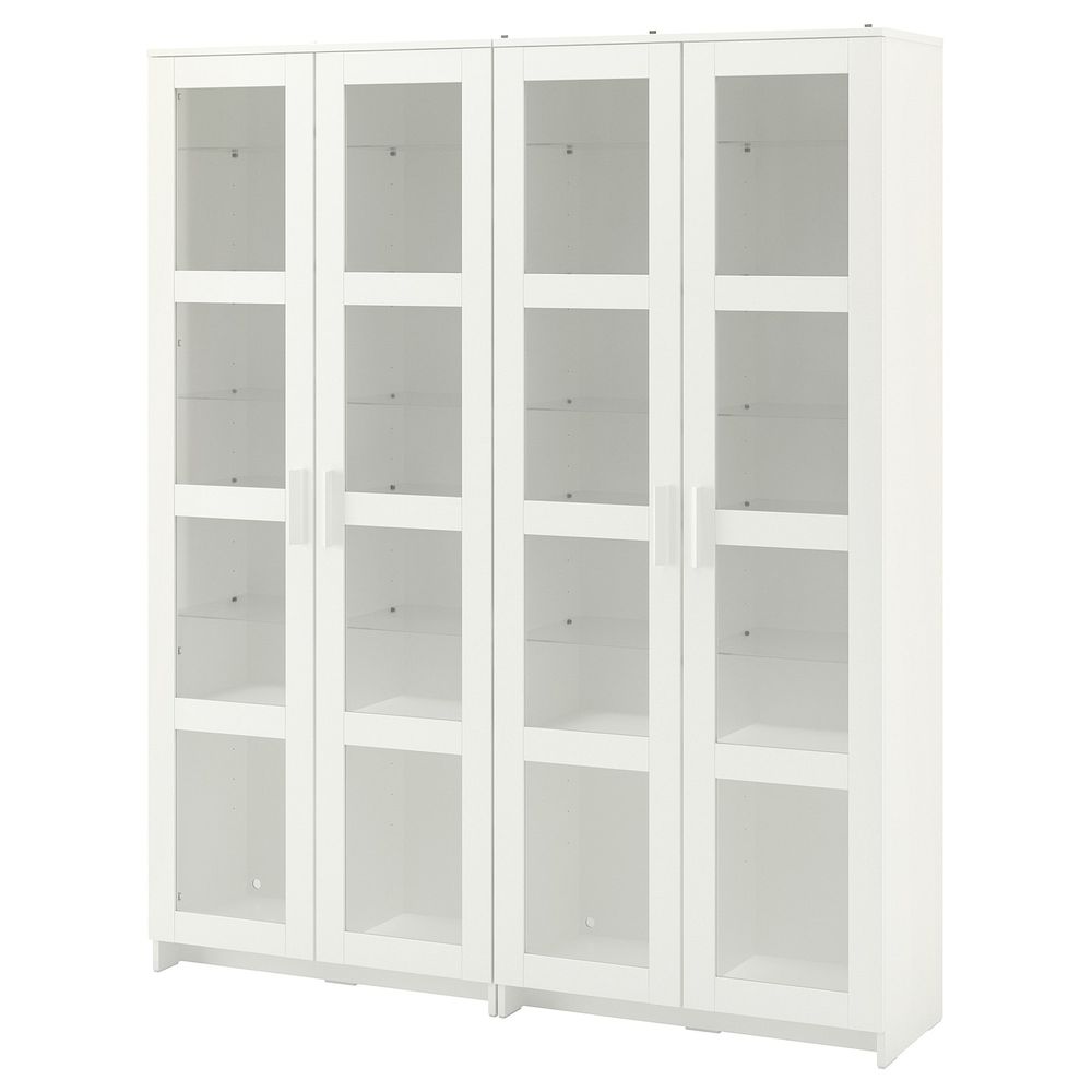 Комбинация для хранения + стеклянная дверц, белый 160x35x190 см IKEA BRIMNES БРИМНЭС 092.782.39 - фото 1