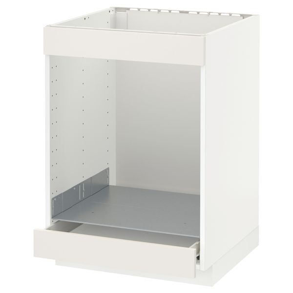 Напольный шкаф для/вароч панели+духовки/ящик МЕТОД / ФОРВАРА, белый, Сэведаль белый (60x60 см) - схема-чертеж с размерами