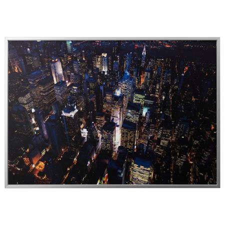 Картина с рамой, Огни Нью-Йорка/цвет алюминия 200x140 см IKEA БЬЁРКСТА 592.072.68