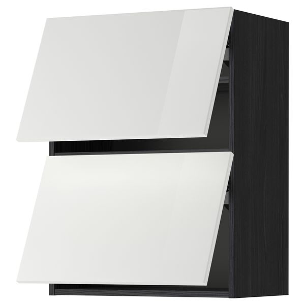 Навесной шкаф, 2 дверцы, горизонтальный МЕТОД, черный, Рингульт белый - схема-чертеж с размерами