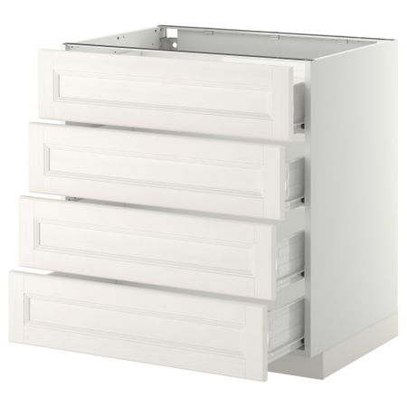 Напольный шкаф 4 фронтальных панели, 4 ящика МЕТОД / ФОРВАРА, белый, Лаксарби белый