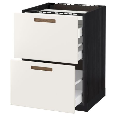 Напольный шкаф, 2 фронтальных панели, 3 ящика МЕТОД / МАКСИМЕРА, черный, Мэрста белый