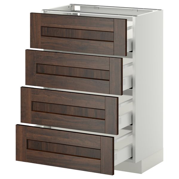 Напольный шкаф 4 фронтальных панели, 4 ящика МЕТОД / МАКСИМЕРА, белый, Эдсерум коричневый - схема-чертеж с размерами