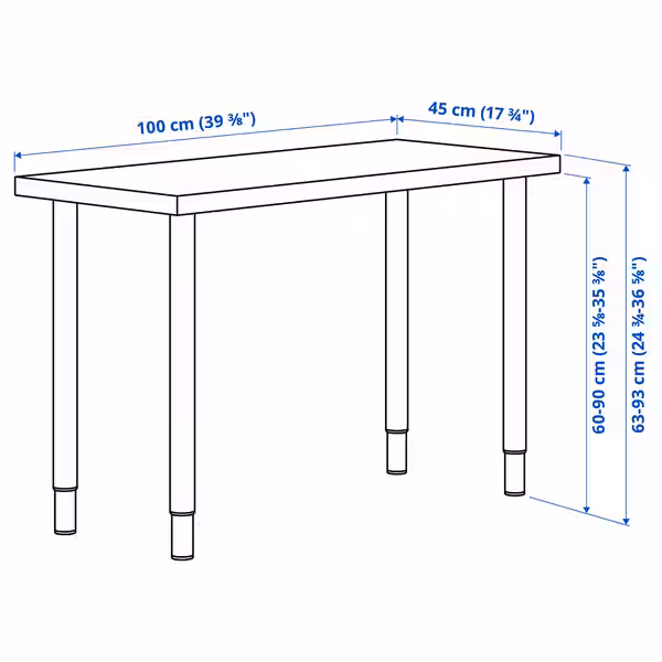 LINNMON / OLOV Письменный стол - под беленый дуб/белый 100x45 см - фото 2