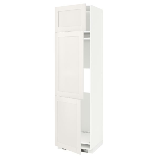 Высокий шкаф для холодильника или морозильника, с 3 дверями МЕТОД, белый, Сэведаль белый - схема-чертеж с размерами