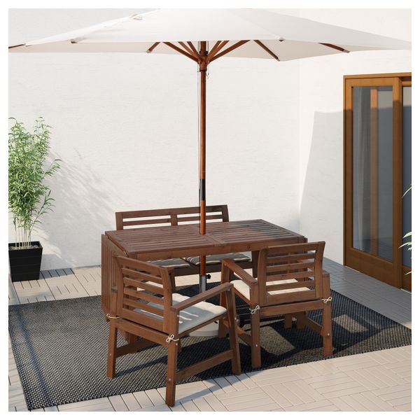 Стол + 2 кресла + скамья, для сада ЭПЛАРО, коричневая морилка, Холло бежевый - фото 2