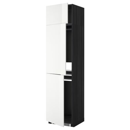 Высокий шкаф для холодильника или морозильника, с 3 дверями МЕТОД, черный, Рингульт белый (60x60x240 см)