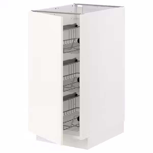 METOD Напольный шкаф/проволочные корзины - белый/Vallstena белый 40x60 см - фото 1