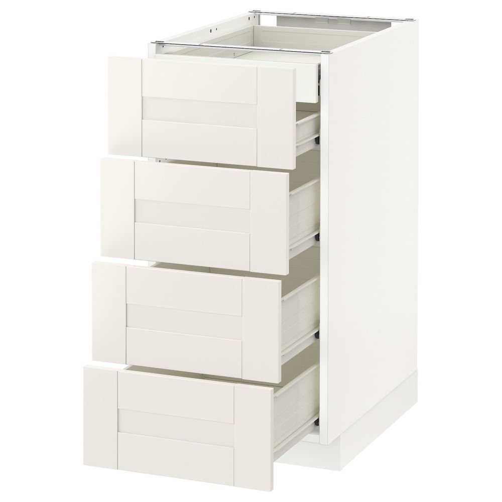 Напольный шкаф 4 фронтальных, 2 низких, 3 средних ящ, белый/Сэведаль белый 40x60 см IKEA МЕТОД / ФОРВАРА 792.653.99 - фото 1