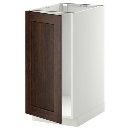 Напольный шкаф для мойки, мусорных конт, белый/Эдсерум коричневый 40x60 см IKEA METOD МЕТОД 792.267.32