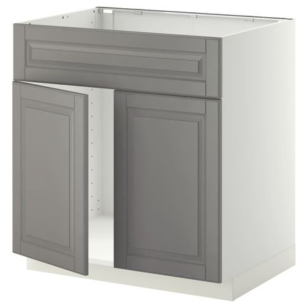 Шкаф под мойку/2 двери/фасад, белый/Будбин серый 80x60 см IKEA METOD МЕТОД 794.450.70