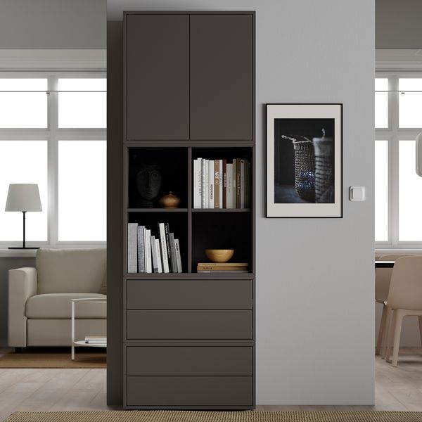 Комбинация шкафов с ножками, темно-серый, 70x35x212 см IKEA EKET ЭКЕТ 692.865.71 - фото 5