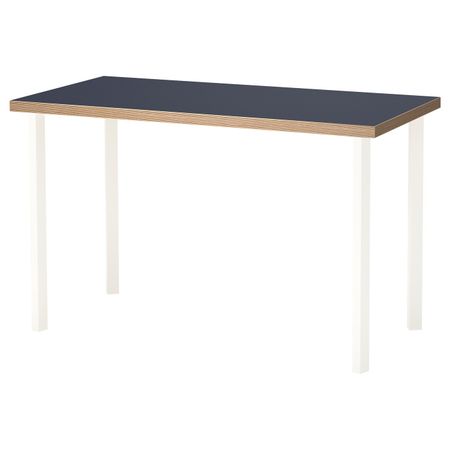 Стол, синий, белый, 120x60 см IKEA ЛИННМОН / ГОДВИН 892.792.54