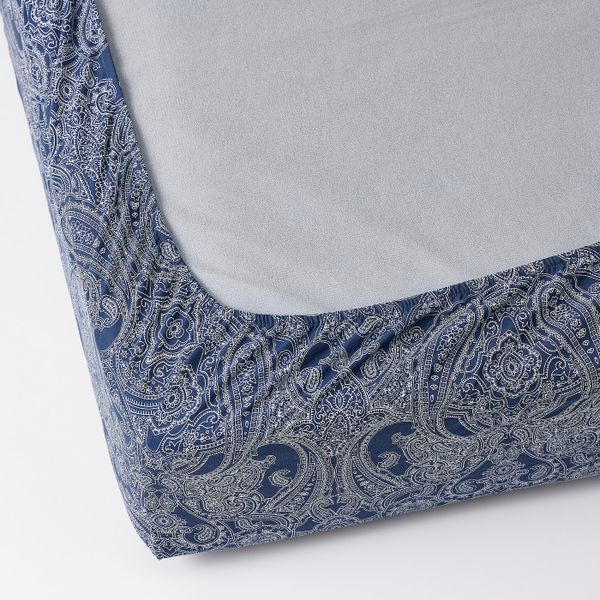 Простыня натяжная, темно-синий/белый 90x200 см IKEA JÄTTEVALLMO ЙЭТТЕВАЛЛМО 505.015.75 - фото 3