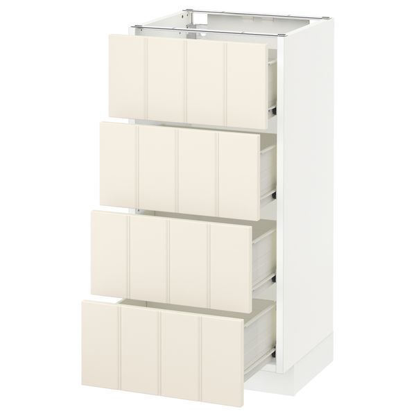 Напольный шкаф 4 фронтальных панели, 4 ящика МЕТОД / ФОРВАРА, белый, Хитарп белый с оттенком - схема-чертеж с размерами