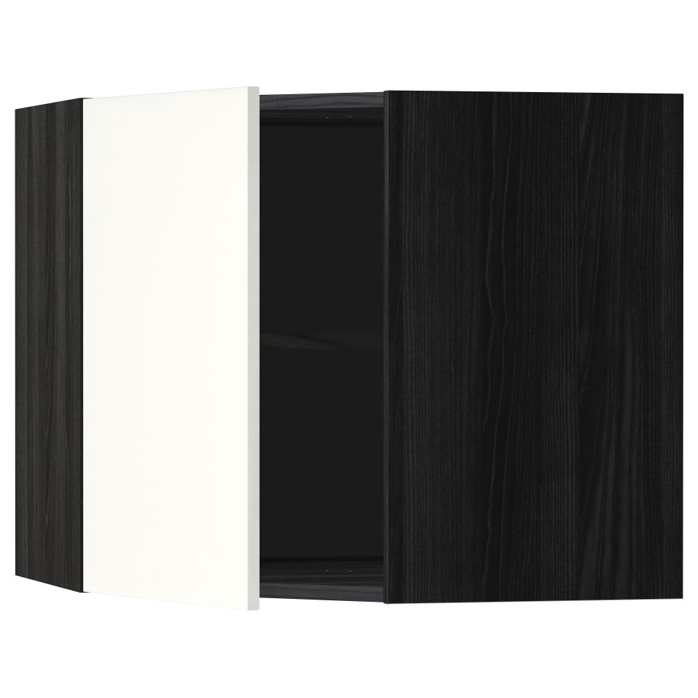 Угловой навесной шкаф с полками МЕТОД, черный, Хэггеби белый - схема-чертеж с размерами