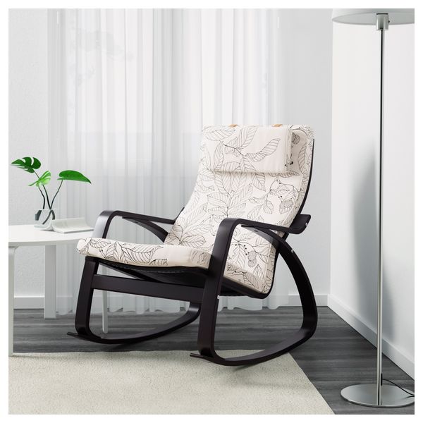 Кресло-качалка ПОЭНГ, черно-коричневый, Висланда черный/белый - фото 2