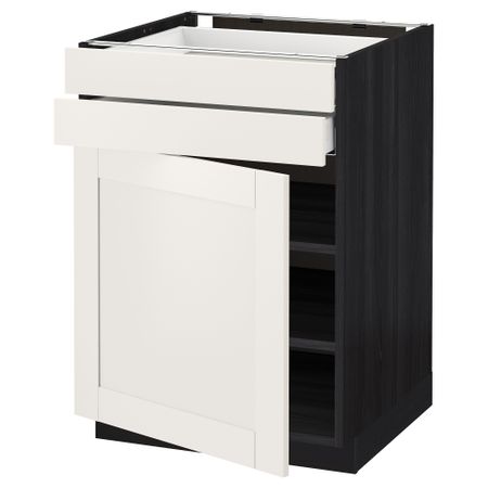 Напольный шкаф с дверцей, 2 ящиками МЕТОД / МАКСИМЕРА, черный, Сэведаль белый