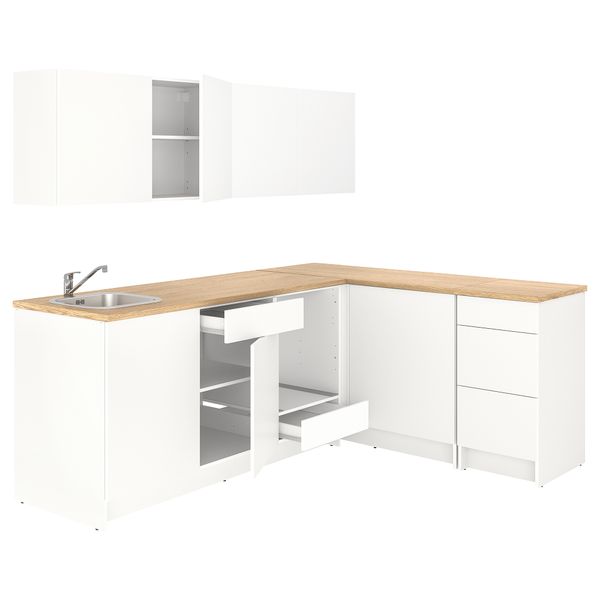 Угловая кухня, 243x164x220 см, белый IKEA KNOXHULT КНОКСХУЛЬТ 394.169.32 - фото 1