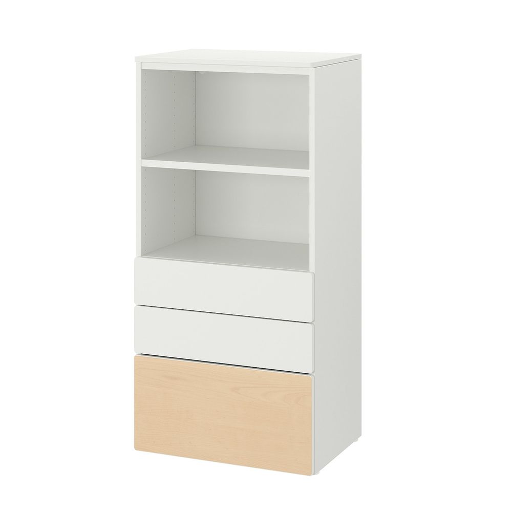 Стеллаж, белый береза/с 3 ящиками 60x42x123 см IKEA SMÅSTAD СМОСТАД / OPPHUS ОПХУС 294.208.40 - фото 1