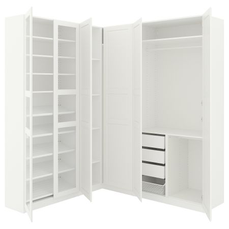 Гардероб угловой, белый Tyssedal, Tyssedal стекло, 210, 188x236 см IKEA PAX ПАКС 392.179.80