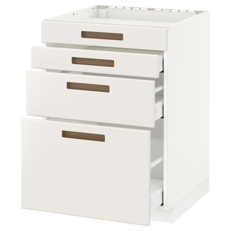 Напольный шкаф для духовки, 4фасада, 3 ящика МЕТОД / МАКСИМЕРА, белый, Мэрста белый