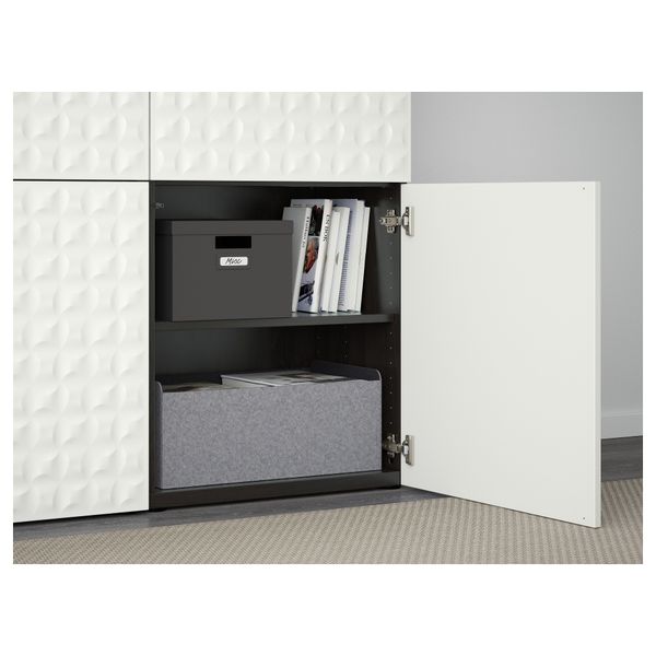 Комбинация для хранения с дверцами БЕСТО, черно-коричневый, Дьюпвикен белый (120x40x192 см) - фото 3